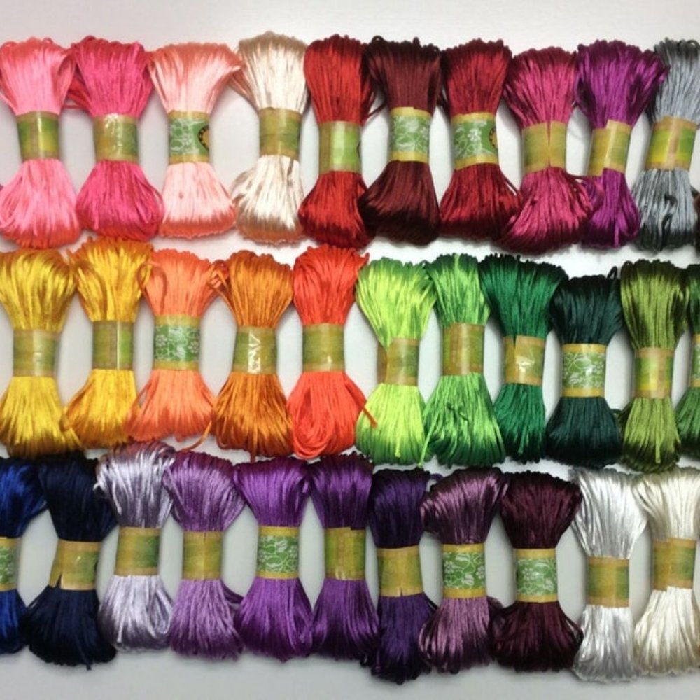 Pack of 2 Chinese Cord Satin Silk Cord 50 Colors 2.5 mm 21 Yard DIY Bracelet Cor